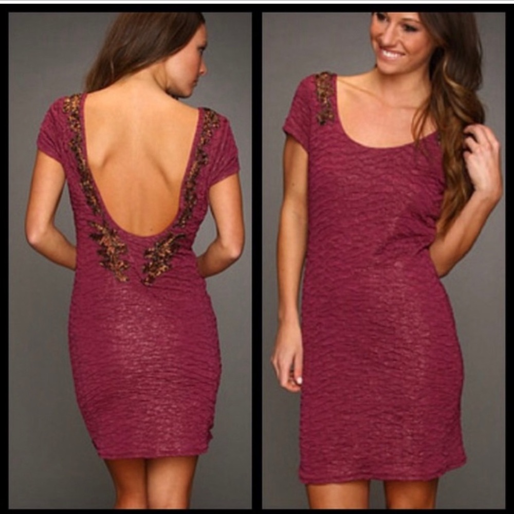 Free People Beaded Scoop Back Bodycon Dress